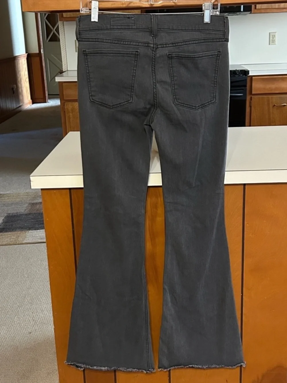 Pistola x Anthropologie Low Rise Gray Flare Jeans Frayed Hem 29 (30x32)⁠ HH